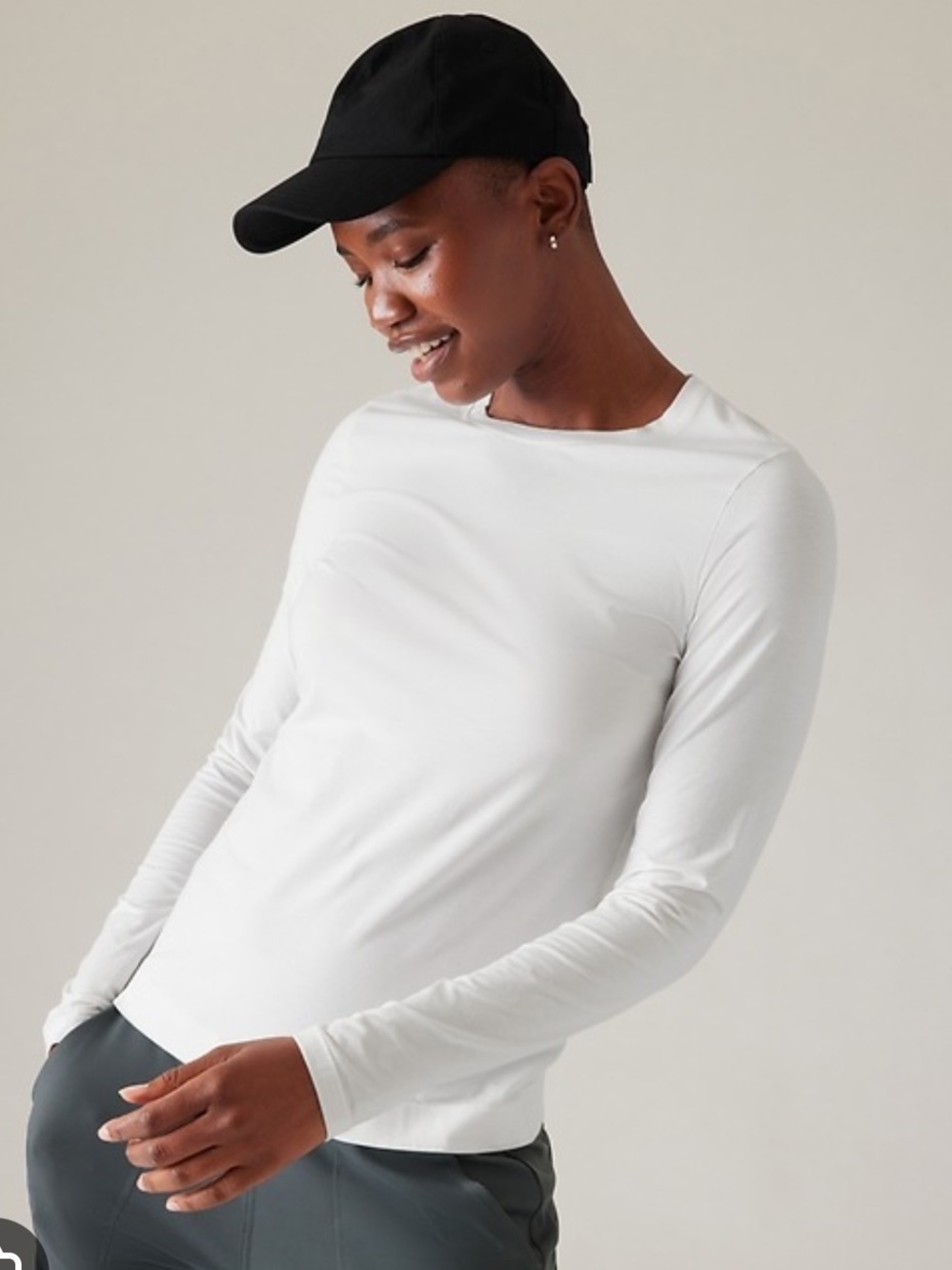 Athleta Classic Outbound Long-Sleeve Crew Neck Tee - White Sz Small NWT